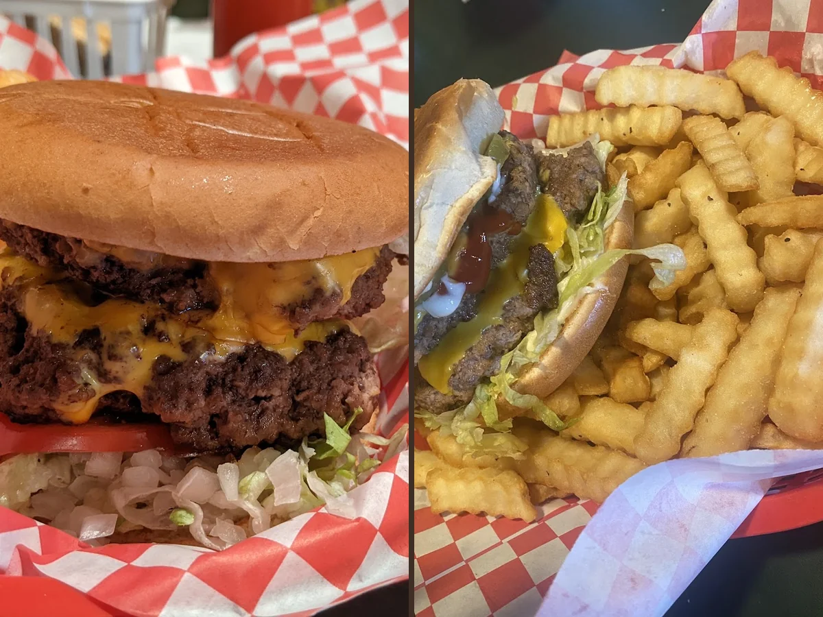 Fresh ground beef burgers served with simple sides.